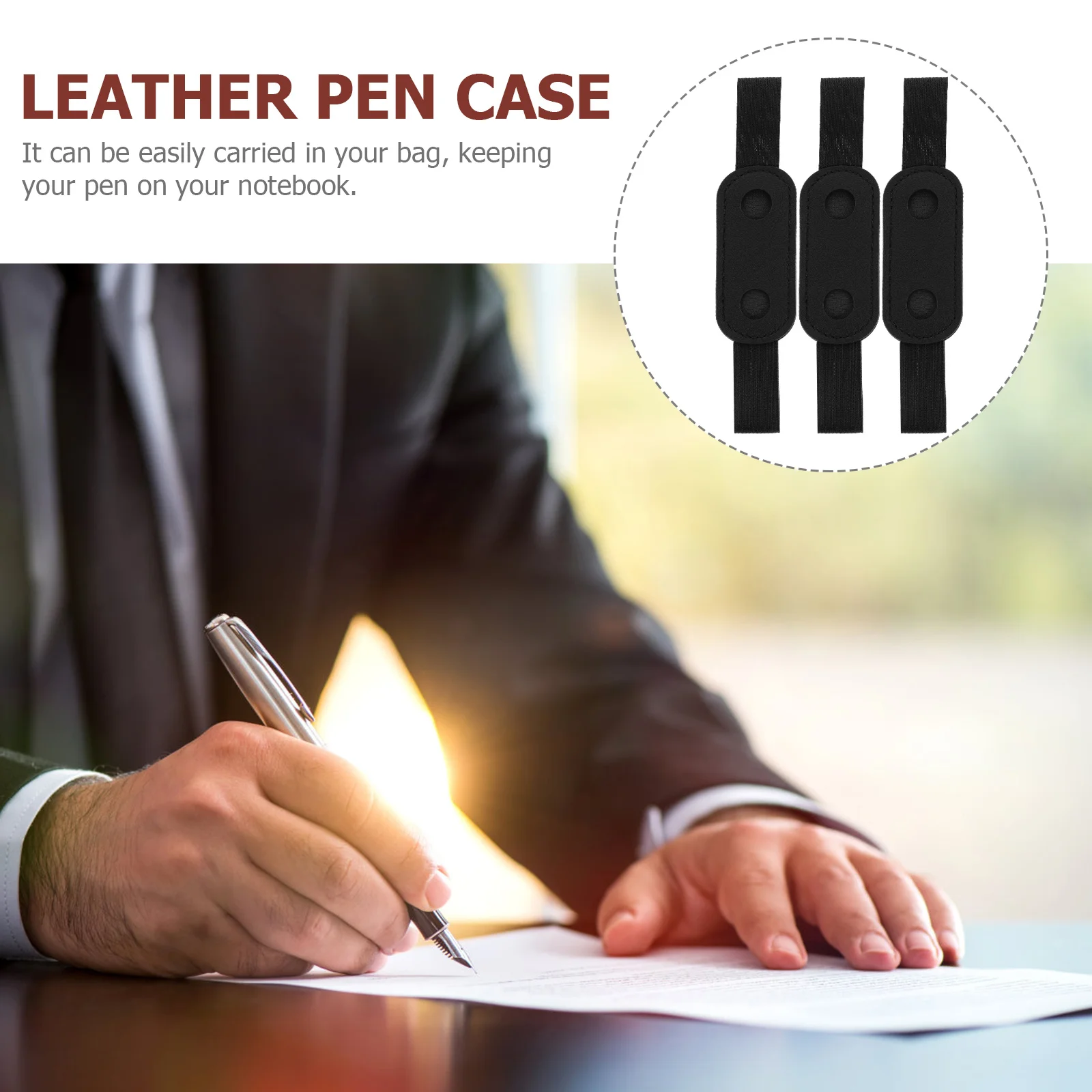 

6Pcs PU Pen Sleeves with Elastic Band for Notebook Journal Stylish and Practical Pen Holder for Daily Use Notebook Pencil Holder