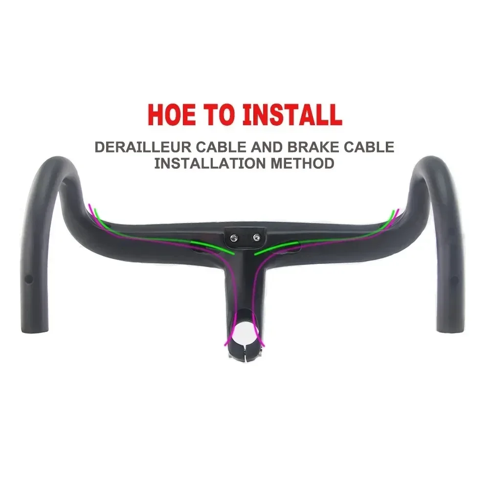 DE Road Bike Handlebar T800 Carbon 375g -8° Stem for Garmin/Bryton/Cateye | Internal Routing Road Bike Builds​ - Image 2