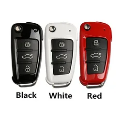 For Audi A1 A3 S3 A6 C6 Q3 Q7 TT R8  Auto Car Key Shell Cover Case Cap Bag Car Key Shell ABS Gloss Red Black White