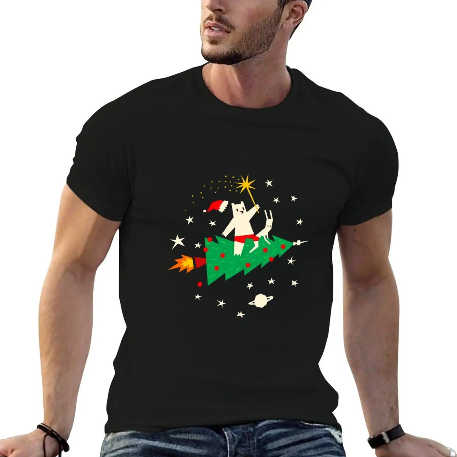 

Space Christmas T-Shirt t shirts for man slim fit black cotton t-shirt plain for man package T-Shirt
