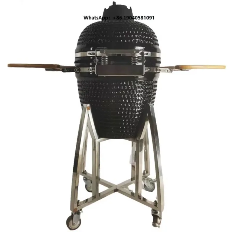 18 Inch Ceramic Barbecue Kamado Grill Yard BBQ Stove with Sideboard for Outdoor and Indoor