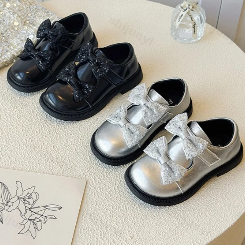 

Children's Fashion Bow Design Low Top Single Shoes 2025 Autumn New Girls' Elegant Versatile Comfortable Non Slip Princess Shoes