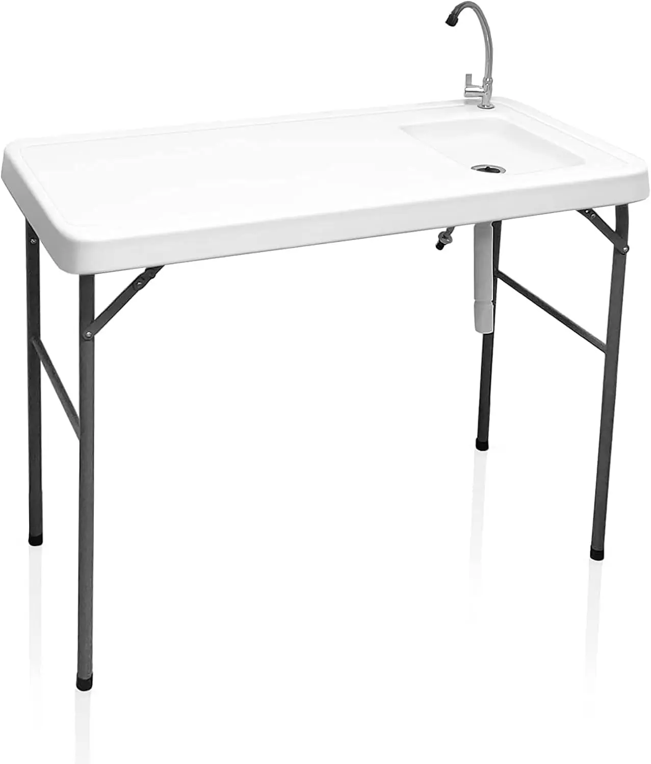 

Fish Cleaning Table with Sink and Faucet Portable Folding Camping Sink Table Heavy Duty Fillet Table with Hose Hook Up for Dock