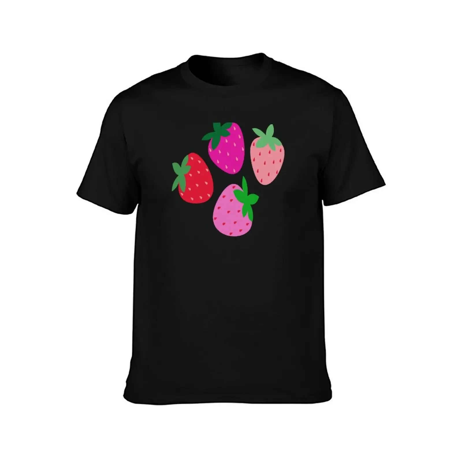 pink strawberry field summer cute nature fruit girly pattern T-Shirt anime oversized fitted t shirts for men