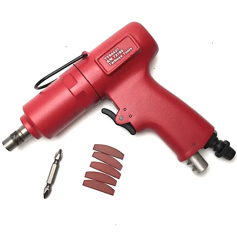 

Pneumatic screwdriver allows a worker to place many screws without generating forearm or hand fatigue.