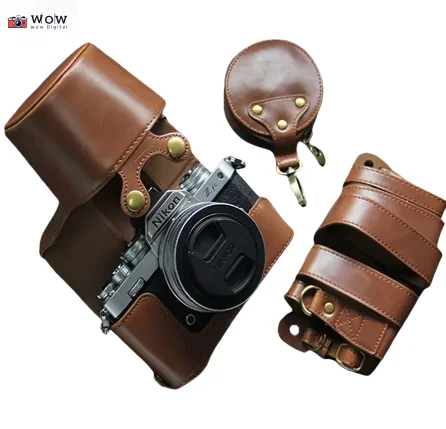 Bolsa luxuosa de couro pu para câmera, para nikon zfc Z-fc z50, alça de bateria aberta, mini capa