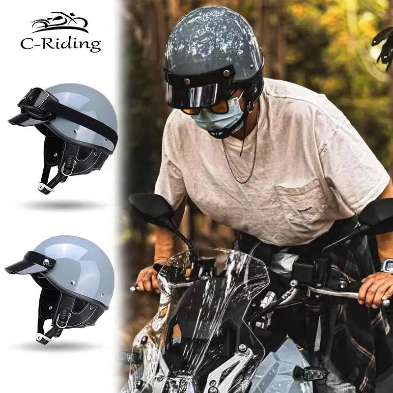 

Japanese Style Motor Helmet Retro Motorcycle Helmet Capacetes De Moto Scooter Vintage Half Face Biker Motorbike Scarf Casco DOT