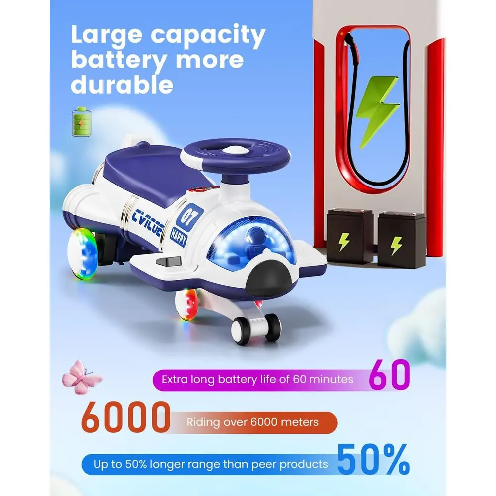 12Vデュアルモーター電動ウィグルカー（ペダル付き）、子供用2in1ウィグルカー乗用玩具、充電式バッテリー、無段階変速