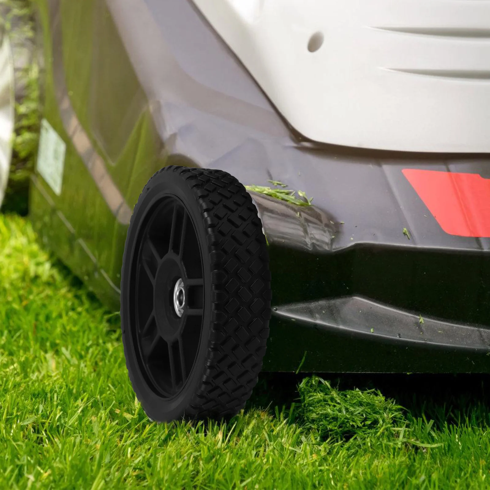 

8 Inch Lawn Mower Wheels Rubber Plastic Casters Easy Replacement Enhanced Stability Versatile Terrain Adaptability