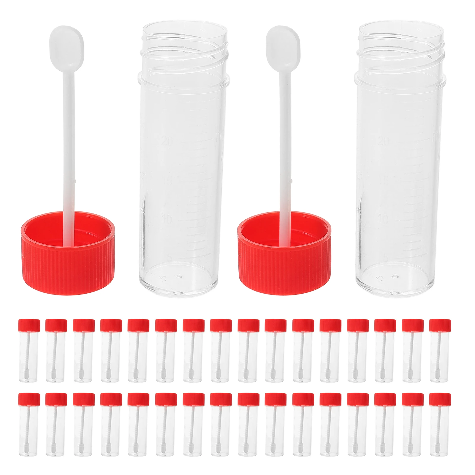 

50pcs Plastic Specimen Cups Leak-Proof Secure Lid Sample Collection Containers Stool Urine Veterinary Medical Lab Use Containers