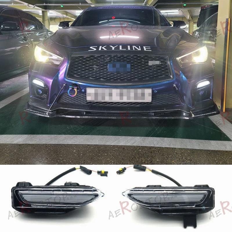 

ABS ДЛЯ 2014- Q50 V37 SKYLINE 400R ПЕРЕДНИЙ БАМПЕР СВЕТОДИОДНАЯ ЛАМПА DRL 2 ШТ. (SEQUENTIAL TURNING) - ДВОЙНОЙ ЦВЕТНЫЙ LED