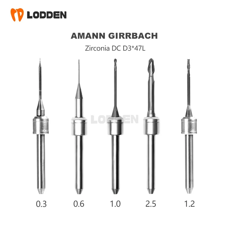 Amann Girrbach-Fraises dentaires D3 avec diamant, fraises de fraisage DC, contre-indiqué, 2.5, 1.0, 0.6, 0.3, matériel de laboratoire dentaire