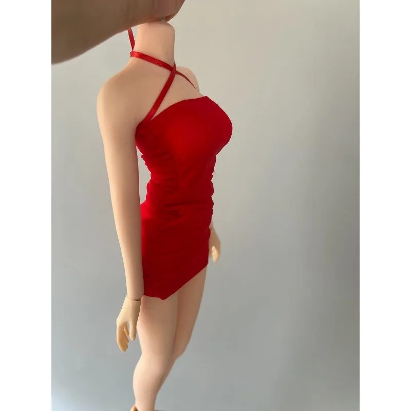 ชุดเดรสจีบผ้าไหมน้ำแข็งแบบคล้องคอ ขนาด 1/6 สำหรับนักสู้หญิง ใช้ตกแต่งตัวฟิกเกอร์แอคชั่นขนาด 12 นิ้ว