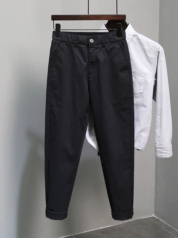 

Новые весенние мужские повседневные брюки прямого кроя из тонкого хлопка и полиэстера, дышащие, удобные, модные, длиной 7/8.