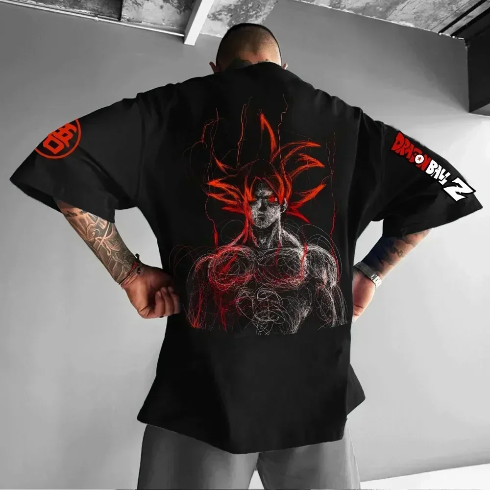 

Лето 2022, свободная хлопковая футболка большого размера с анимационным принтом Dragon Ball Joint Sun Wukong Vegeta, топ