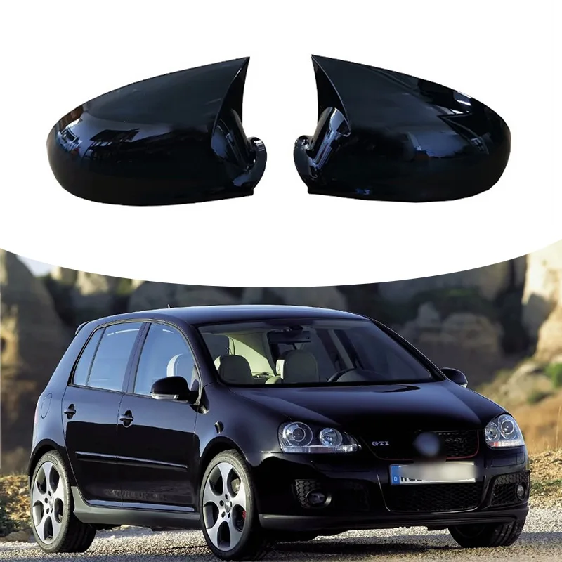 

For Volkswagen Golf 5 MK5 Jetta 5 Passat B6 Reverse Mirror Cover Bullhorn Shiny Black