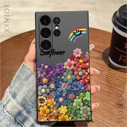 TPU Floral Phone Case For Samsung Galaxy S25 S24 S23 S22 S21 S20 Ultra FE Plus Note 10 20 Lite 5G Soft Silicone Bottom Cover