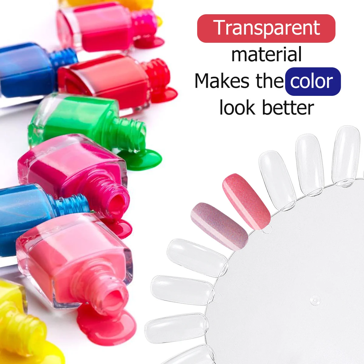 

20Pcs Heart Shape Nail Color Show Card Fine Workmanship Exquisite Details Good Decoration for Nail Salon Transparent