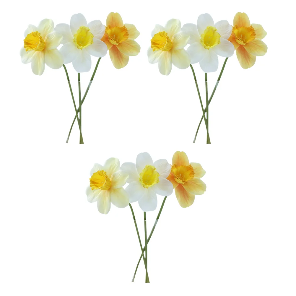 

9 Pcs Artificial Daffodils Home DecorWater Narcissus Plastic Flowers Random Color Office Building Hotel