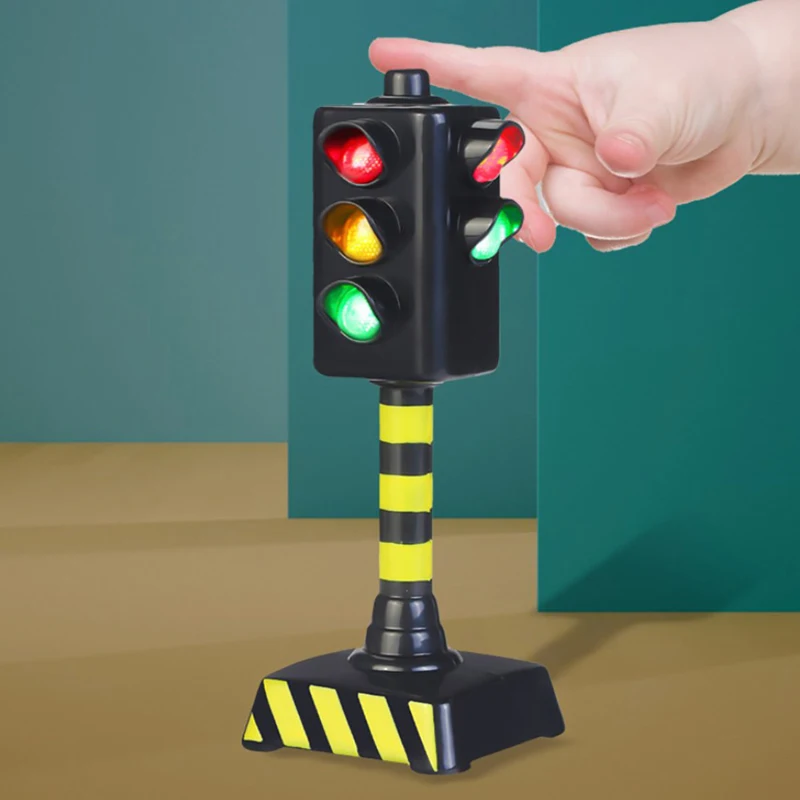 Mini Traffic Signs Road Light Block with Sound LED Children Safety Education Kids Puzzle Traffic Light Toys Kids Gifts