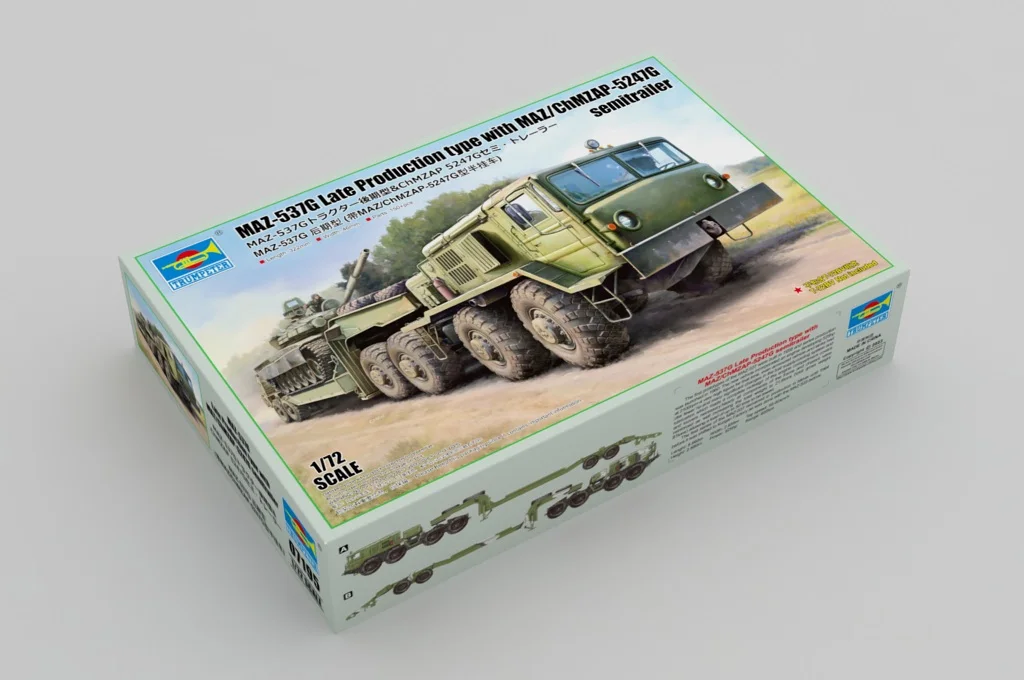 Trumpeter 07195 1/72 Scale MAZ537  MAZ-537G Late Production type w/ MAZ/ChMZAP-5247G semitrailer Plastic Model Building Kit