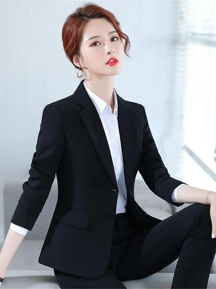 

Busin повседневный женский джинсовый комплект Bla Profional для работы и поездок на работу, весенне-осенний длинный брючный костюм-свеч