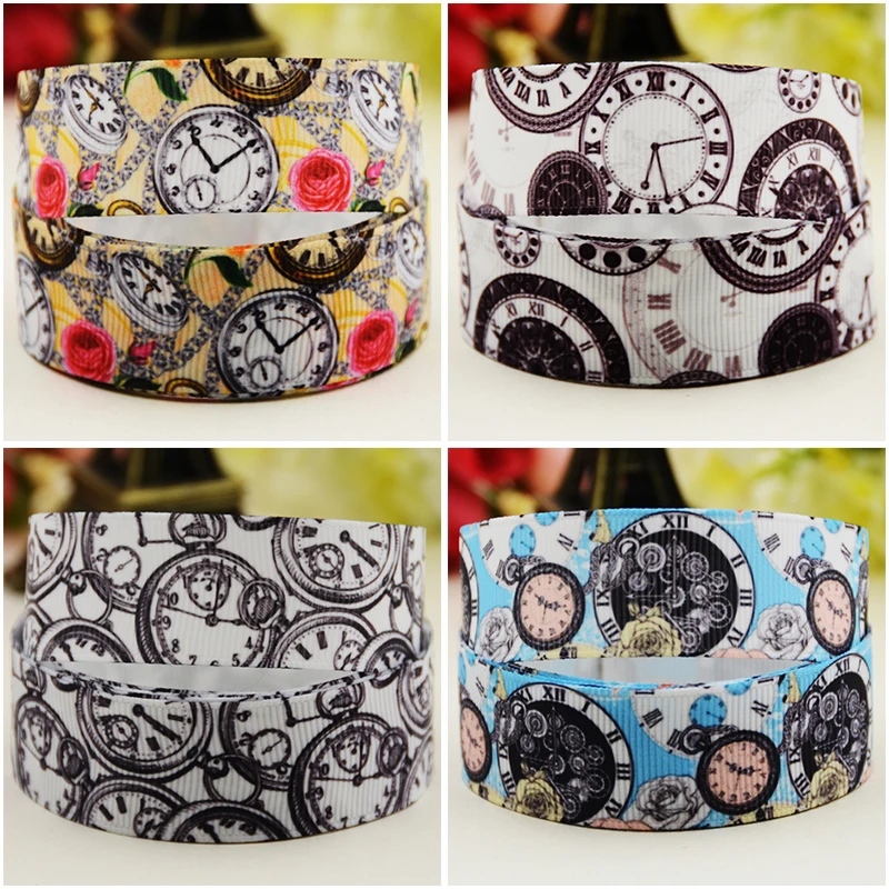 

22mm 25mm 38mm Clocks and watches Cartoon printed Grosgrain Ribbon DIY Hair Bows Merry Party Gift Decoration Material 10 Yards