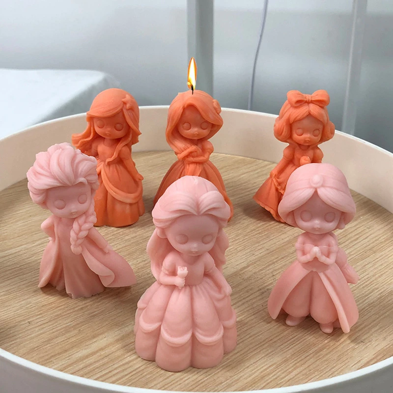 DIY Girl Doll Silicone mold 3D Princess Statue Resin Crafts Plaster mold Cute doll candle soap chocolate ice cube baking tools