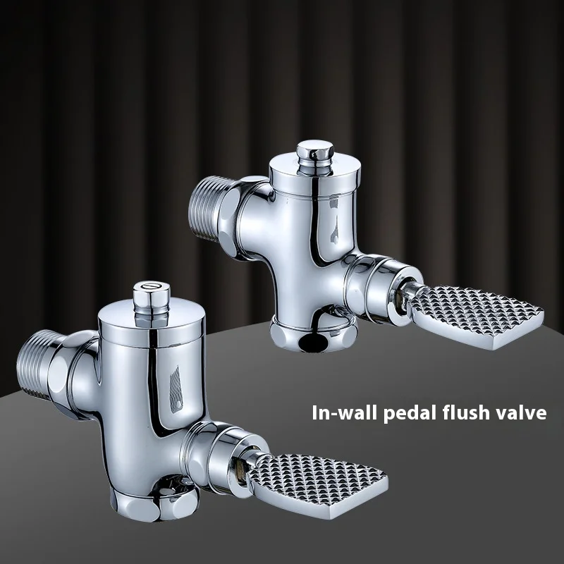 Manufacturer's Wall-Mounted Flush Valve Pedal-Operated for Squatting Toilets Bathroom Use Copper Product
