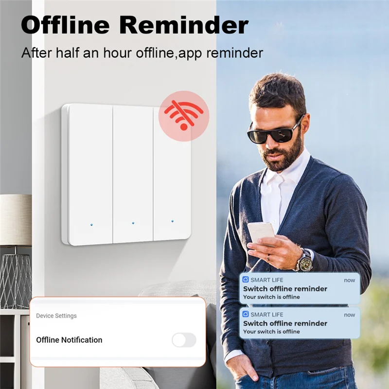 สวิตช์ติดผนังแบบเหนี่ยวนำร่างกายมนุษย์ A33T-อัพเกรด Tuya Zigbee Millimeter Wave สวิตช์ไฟฟ้าเดี่ยวแบบแม่เหล็กยึด EU Push