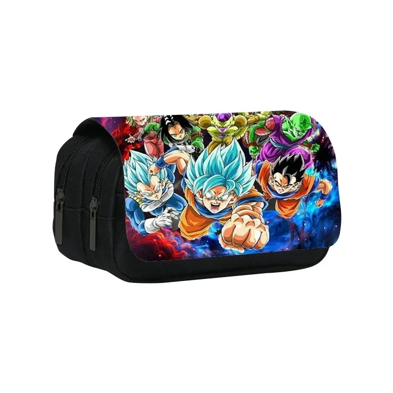 Dragon Ball Goku Vegeta Pencil Case Double-deck Ultra-large Capacity Nylon Anime Pencil Bag Student School Supplies Stationery