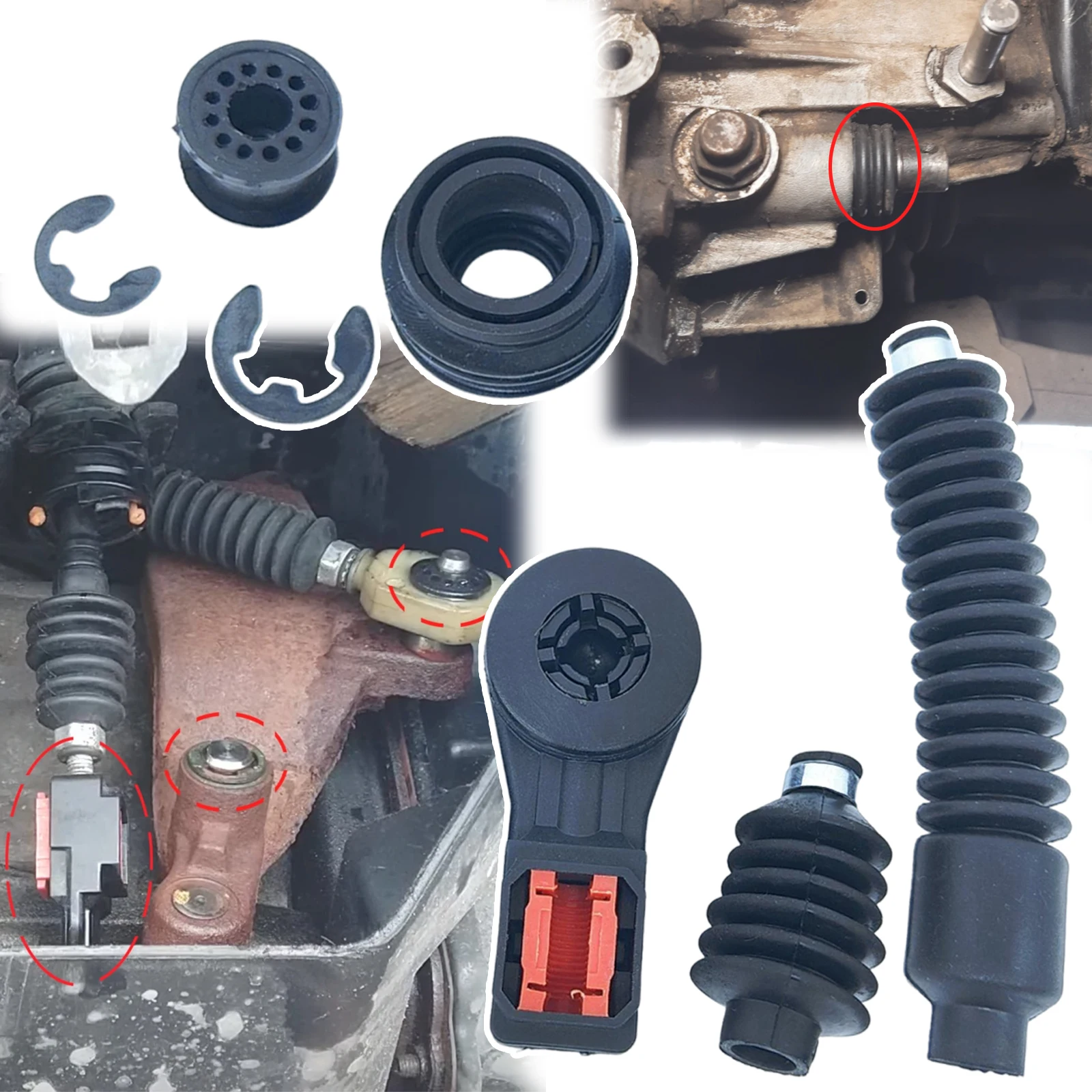 

For Ford Focus Fiesta C-Max Fusion Manual Gearbox Shift Cable Linkage Shifter Lever End Gaiter Rod Connect Oil Seal Bushing 2002