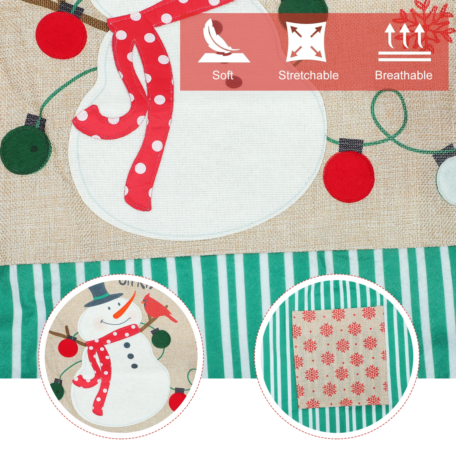 

Snowman Apron Christmas Kitchen Cooking Hairdressing Work Fashion Fabric Adjustable Strap Sling Neck Design Lasting