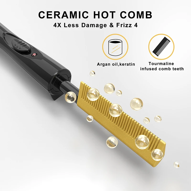 Multi functional salon hot air comb set with replaceable brush head and straight hair comb for hotel home use