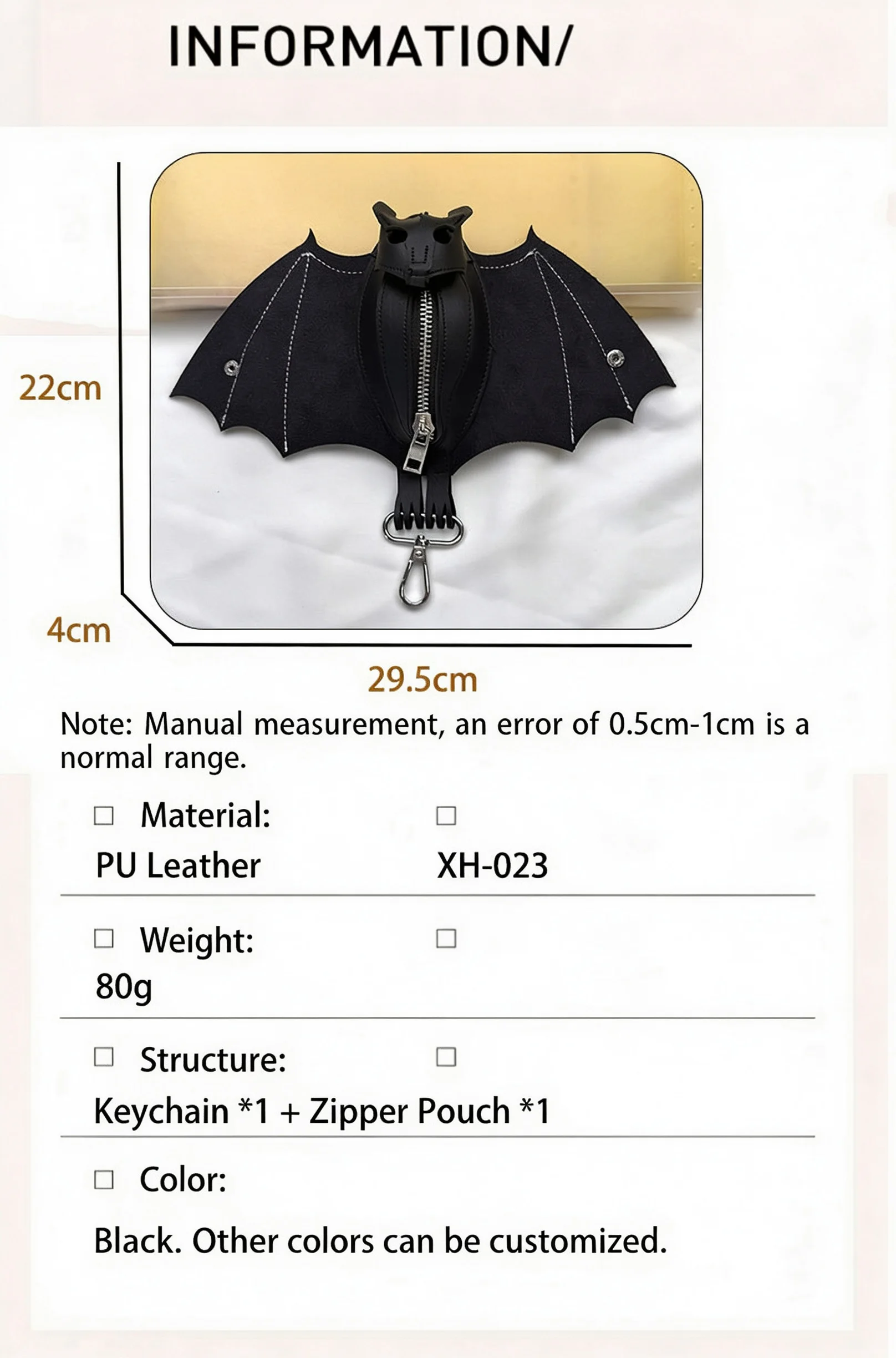 Halloween-Fledermaus-Schlüsselanhänger, Münzgeldbörse, niedliche Mini-Geldbörse aus PU-Leder, Gothic-Anhänger, Geschenk für Frauen und Mädchen – Detail 9