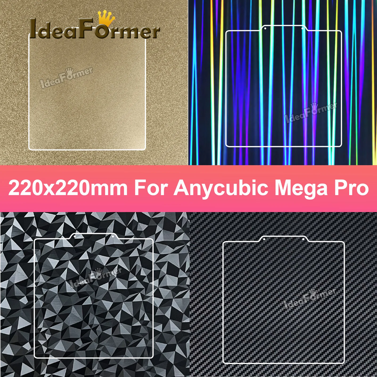 

Для Anycubic Build Plate Texture Pei Пружинная сталь 220x220 мм Магнитная кровать Гладкий лист ПЭТ PEO Для Mega Pro I3 Mega S Anet A8