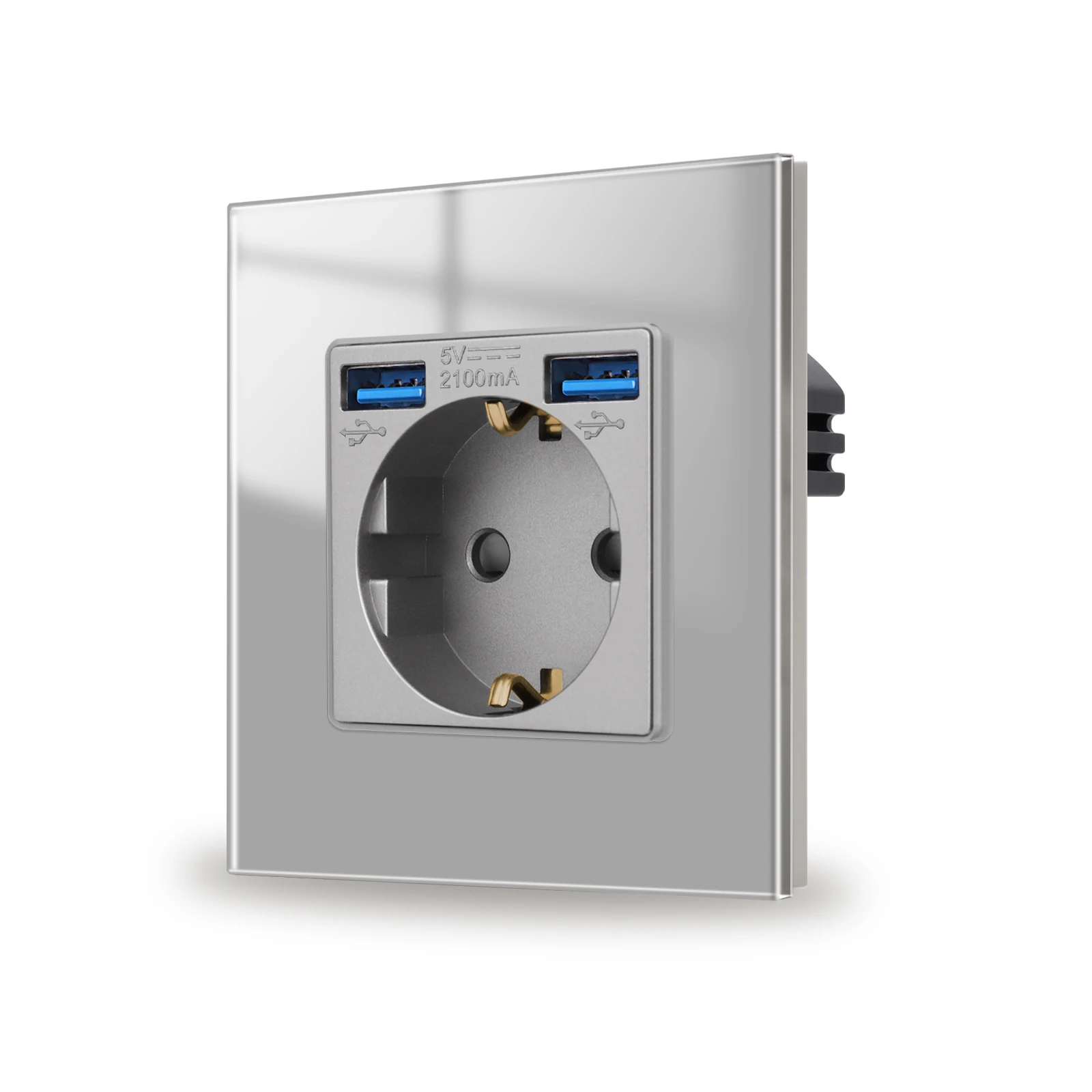 Bingoelec Grau Licht Schalter und Steckdose mit Kristall Glas Panel Home Verbesserung lichtschalter 8