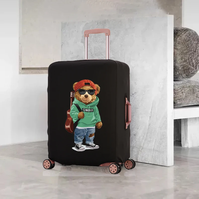 For 18-32 Inch Luggage Bear Doll Pattern Luggage Cover Elastic Protective Cover Removeable Protective Cover Dust-proof Set