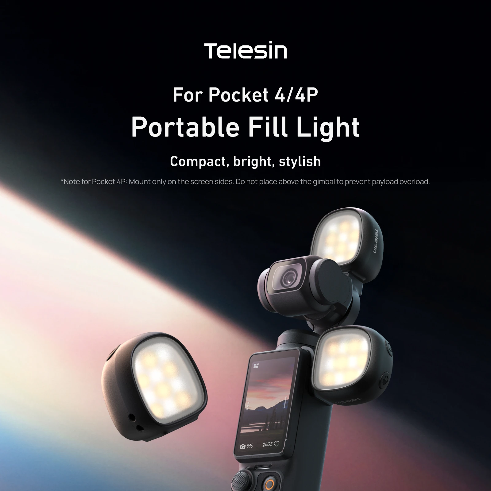 TELESIN Magnetic Mini Quick Release Fill Light Selfie Light For DJI OSMO Pocket 4 4p Mini Quick Release Portable Fill Light