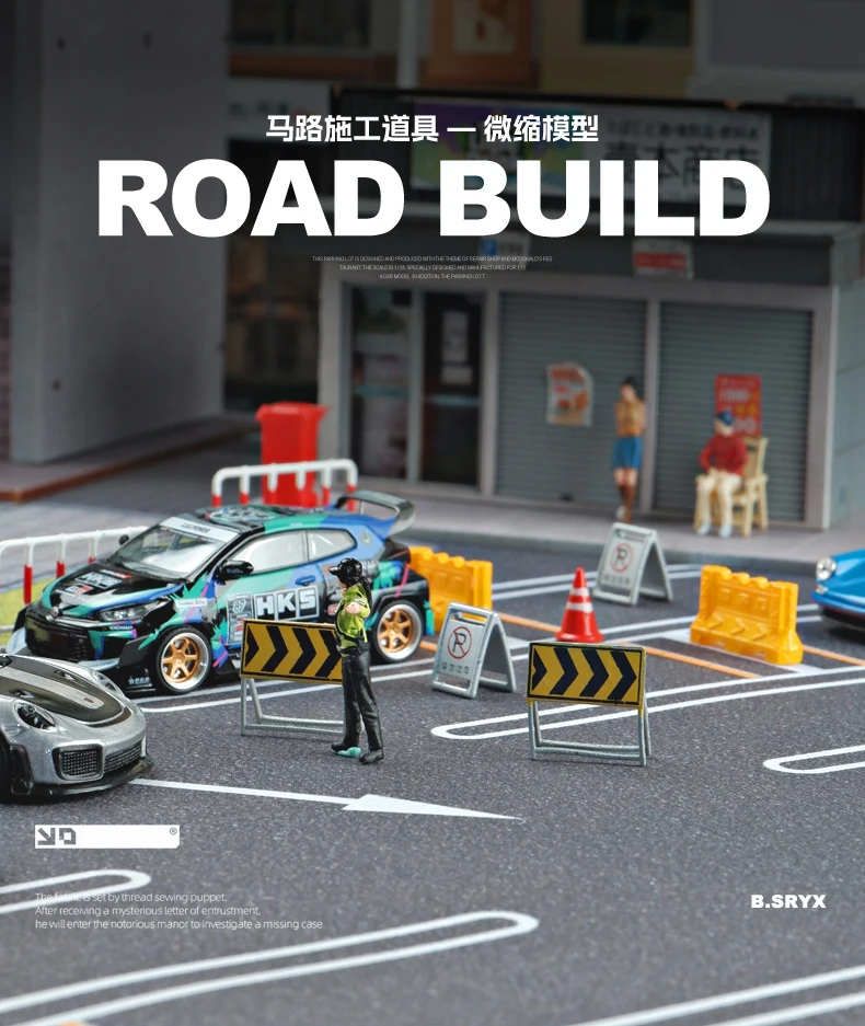 1:64 Diorama Verkeersbord Bewegwijzering Model Wegbouw Rekwisieten Model Accessoires Stad Street View Gebouw Scène Display Model