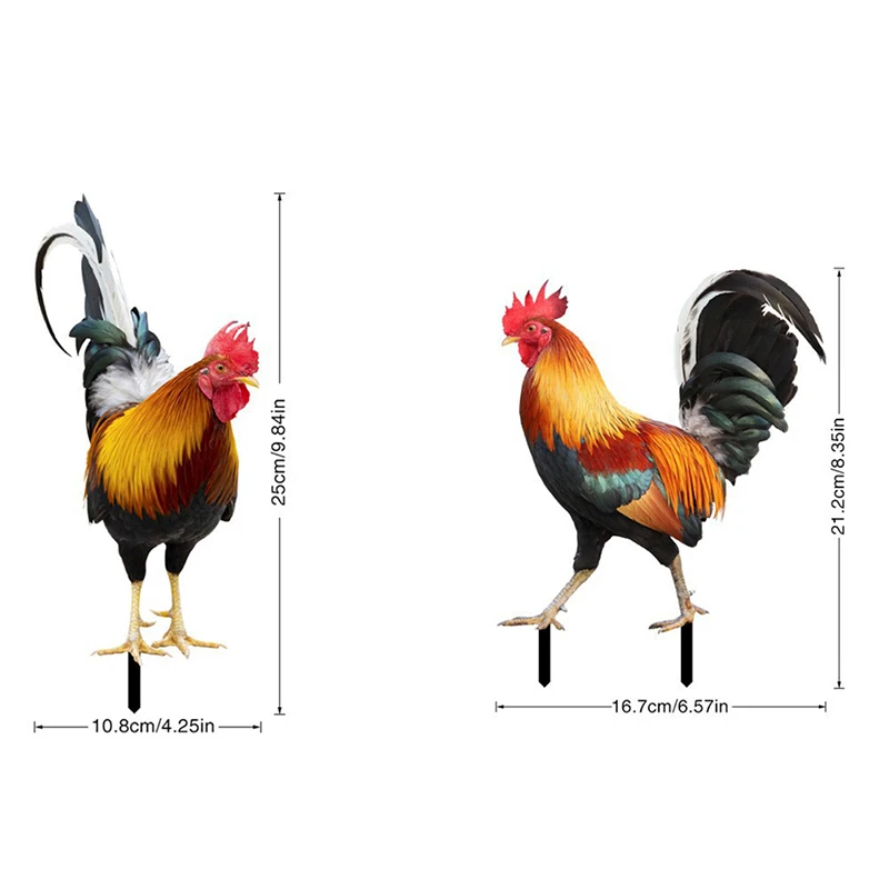 1pcsGarden Rooster Statue Acrylic Chicken Sculpture For Yard Decor Weatherproof Hen Figurine For Farm Patio Lawn Back Yard Home