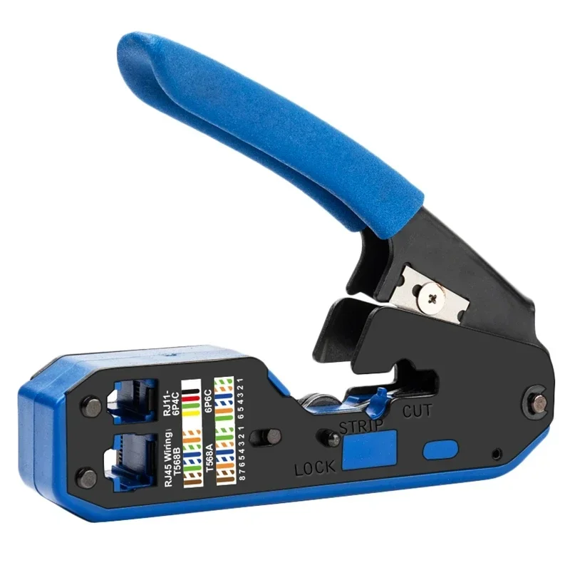 Cable Crimping Tool RJ45 RJ11 RJ12 Pass Through Crimping Tool Used For Ethernet Wire Stripping Cutting