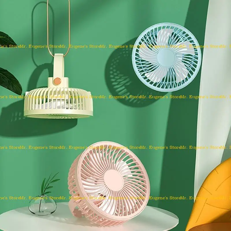 D08B 6.9'' Multi-function Remote Control Timing Hanging Fan with Hook+Lamp 2000mAh Small Ceiling Fan USB Charging for Kids