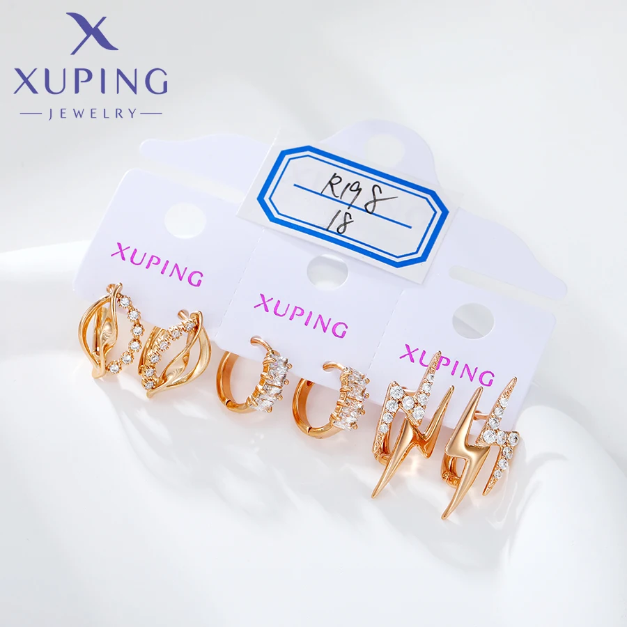 Xuping Jewelry Trendy Promotion New Copper Alloy Charm More Style Gold Plated Earring Group for Women Jewellery Gift