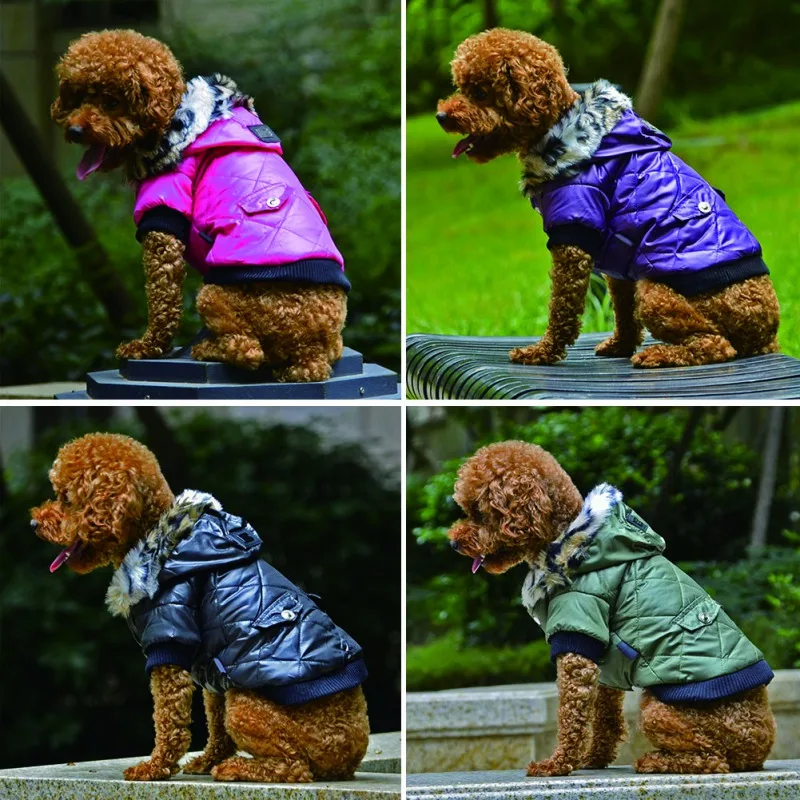 Pet Diamond Shape Casual Fake Pocket Down Jacket Dog Warm Plush Cotton-Padded Coat Cozy Overcoat Vest Cat Winter Onesie Suit