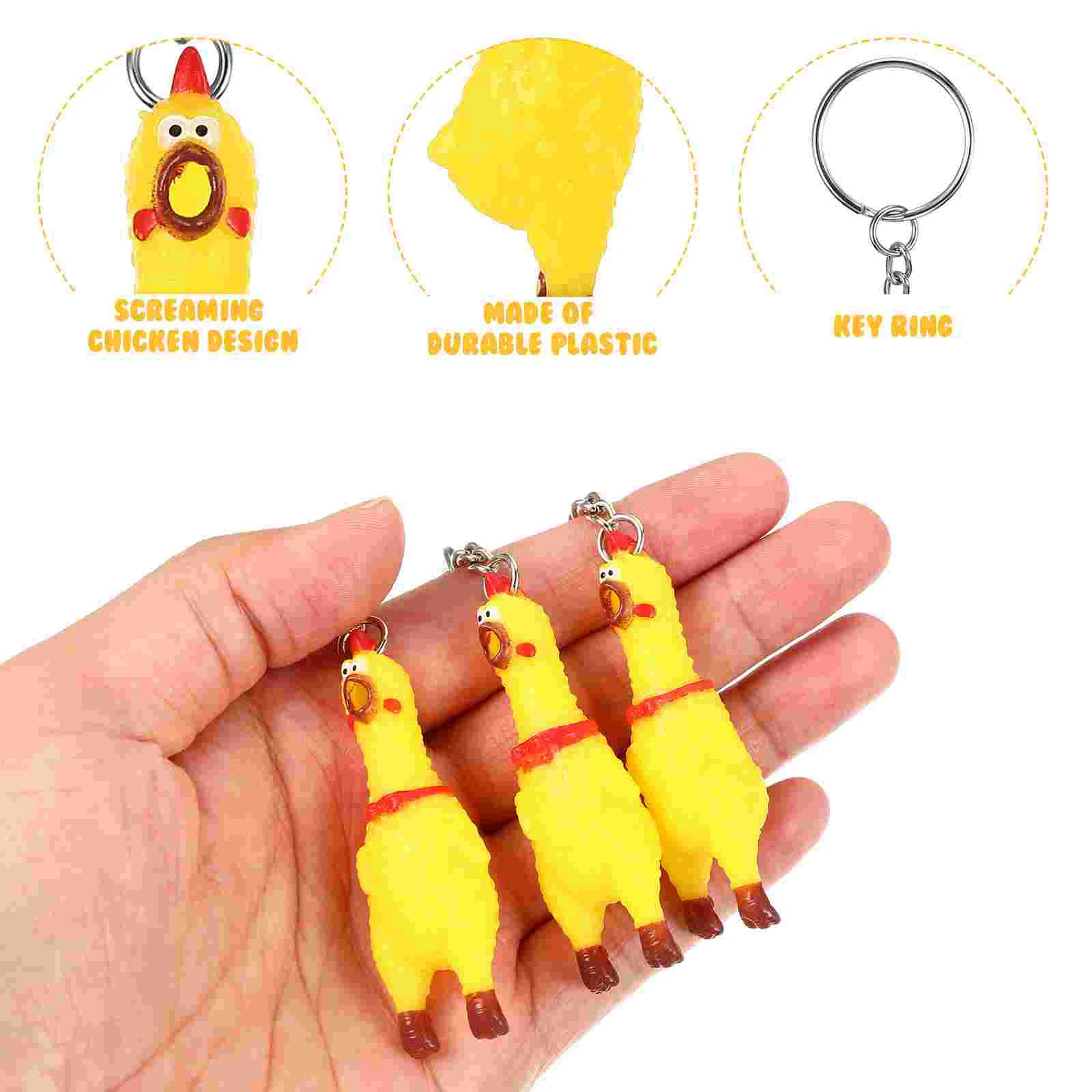 3 Pcs Party Favors Chicken Toy Pendant Key Chain Charms Shrilling Keychain Screaming