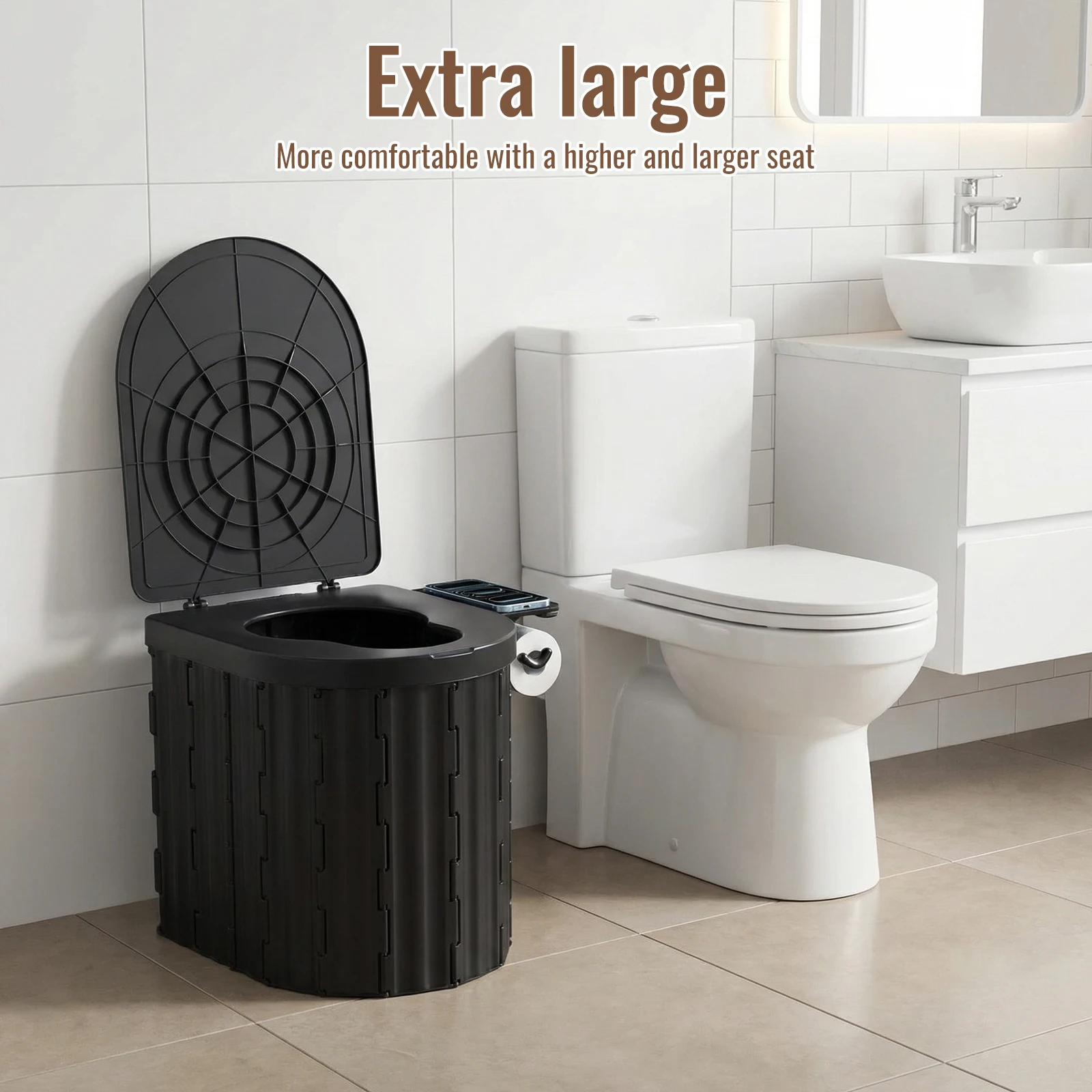 Toilettes portables pliantes avec couvercle pour le camping et les voyages