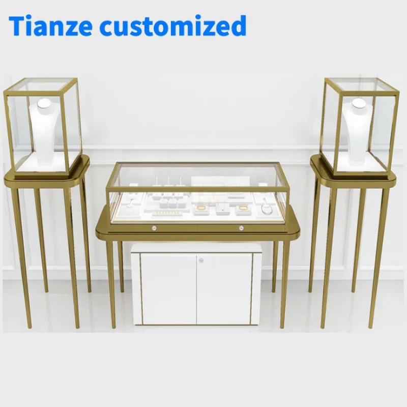 

[Customized]Retail Shopping Mall Jewelry Kiosk Customized Wooden Materials Jewelry Display Kiosk With Display Counter