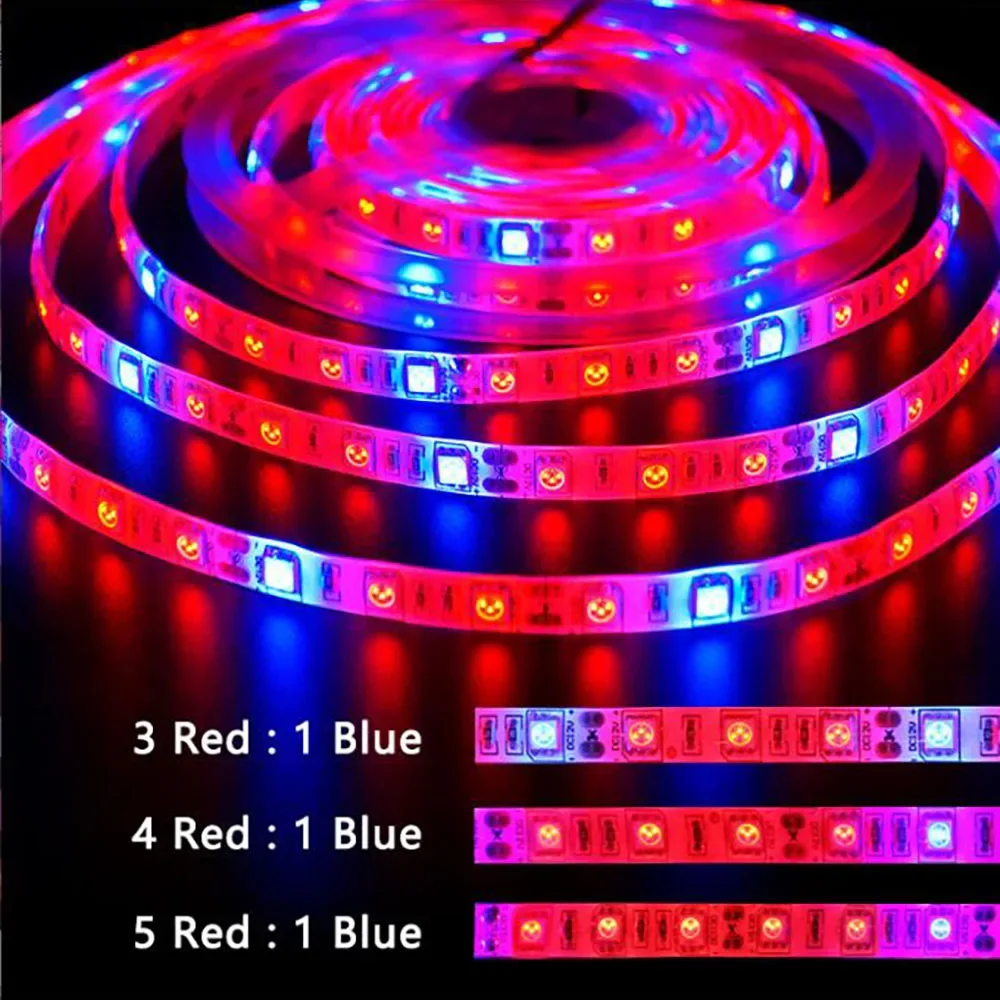 5:1 12V 5050 60LED Plant Growth LED Strip Lights High Luminous Efficiency Flower Supplementary Optical Source