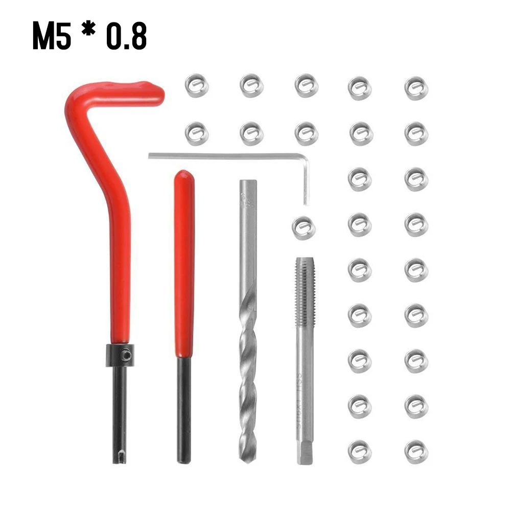 30 Stuks Metrische Draad Reparatie Invoegen Kit M5 M6 M8 M10 M12 M14 Helicoil Auto Pro Spoel Tool M6 * 1.0